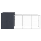 vidaXL Dog House with Run Anthracite 165x455x181 cm Galvanised Steel