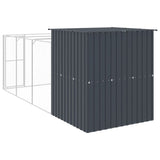 vidaXL Dog House with Run Anthracite 165x455x181 cm Galvanised Steel