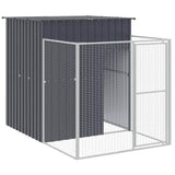 vidaXL Dog House with Run Anthracite 165x455x181 cm Galvanised Steel