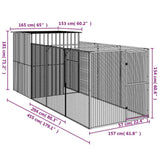 vidaXL Dog House with Run Anthracite 165x455x181 cm Galvanised Steel