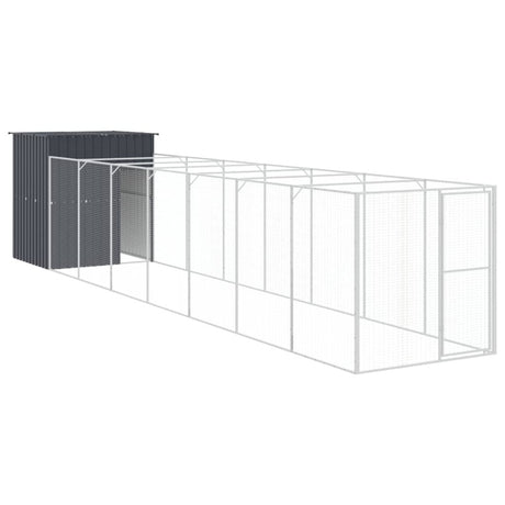 vidaXL Dog House with Run Anthracite 165x863x181 cm Galvanised Steel