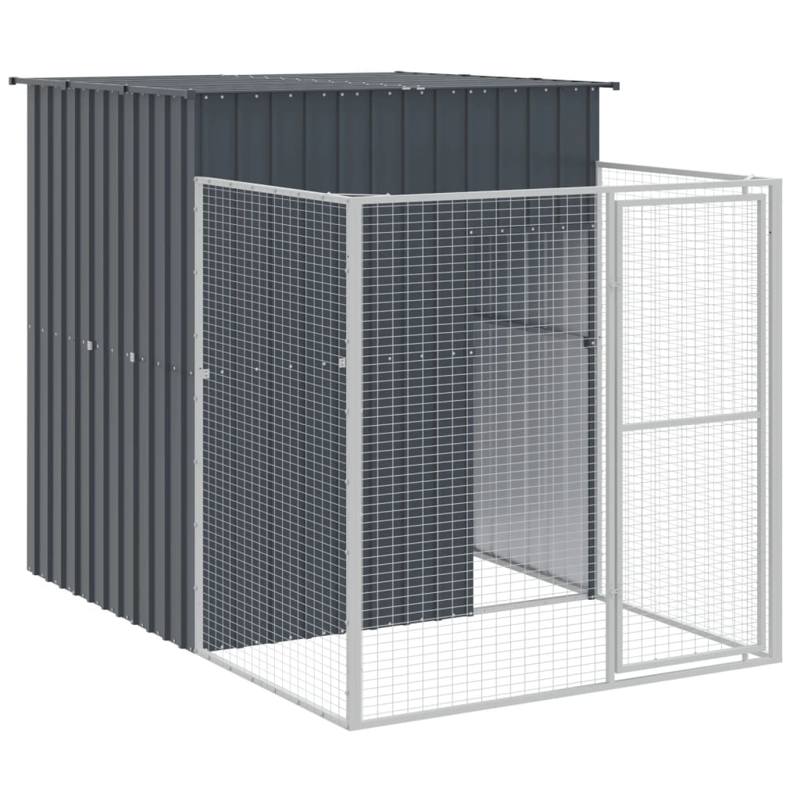 vidaXL Dog House with Run Anthracite 165x863x181 cm Galvanised Steel