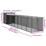 vidaXL Dog House with Run Anthracite 165x863x181 cm Galvanised Steel