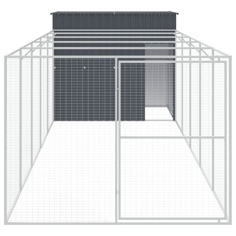 vidaXL Dog House with Run Anthracite 214x661x181 cm Galvanised Steel