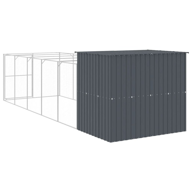 vidaXL Dog House with Run Anthracite 214x661x181 cm Galvanised Steel