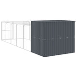 vidaXL Dog House with Run Anthracite 214x661x181 cm Galvanised Steel