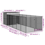 vidaXL Dog House with Run Anthracite 214x661x181 cm Galvanised Steel