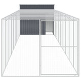 vidaXL Dog House with Run Anthracite 214x1069x181 cm Galvanised Steel