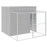 vidaXL Dog House with Run Light Grey 214x253x181 cm Galvanised Steel