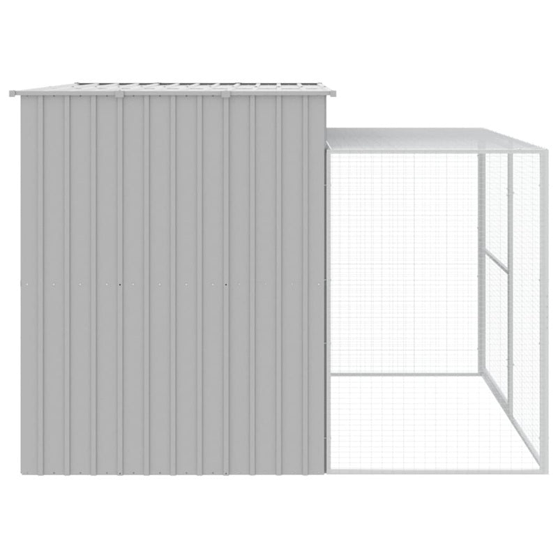 vidaXL Dog House with Run Light Grey 214x253x181 cm Galvanised Steel