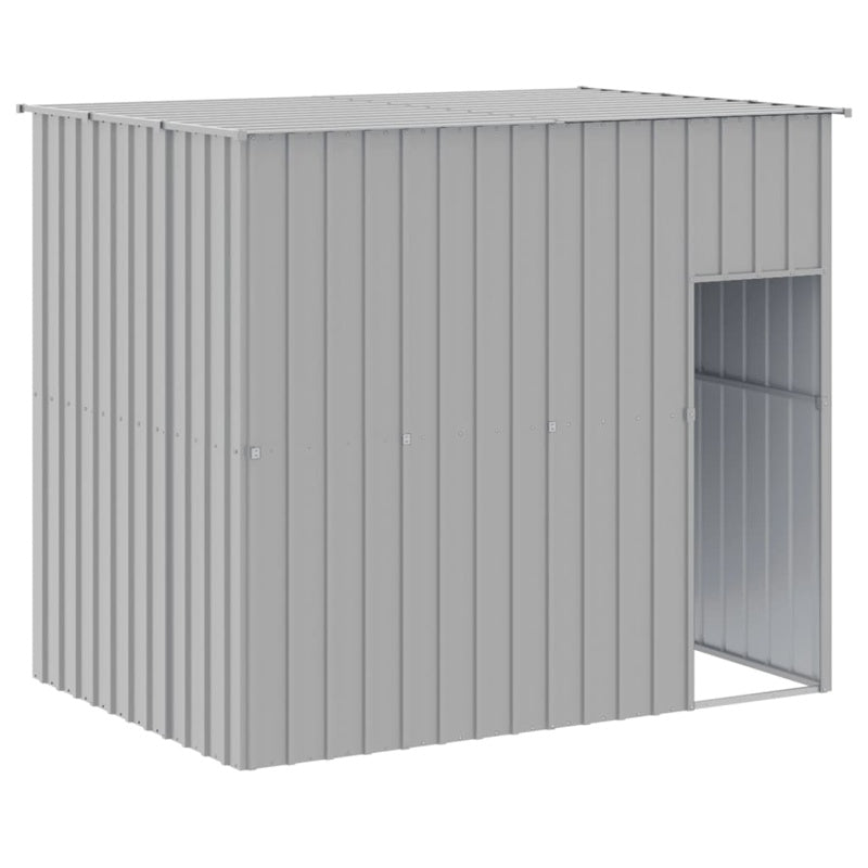 vidaXL Dog House with Run Light Grey 214x253x181 cm Galvanised Steel