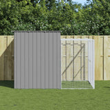 vidaXL Dog House with Run Light Grey 214x253x181 cm Galvanised Steel