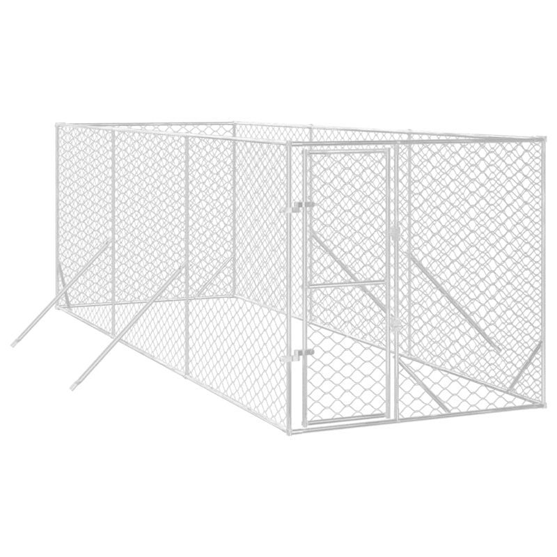 vidaXL Outdoor Dog Kennel Silver 2x6x2 m Galvanised Steel