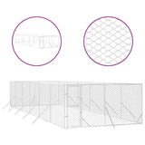 vidaXL Outdoor Dog Kennel Silver 4x12x2 m Galvanised Steel