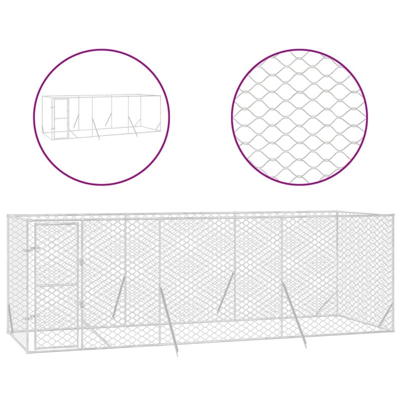 vidaXL Outdoor Dog Kennel Silver 6x2x2 m Galvanised Steel