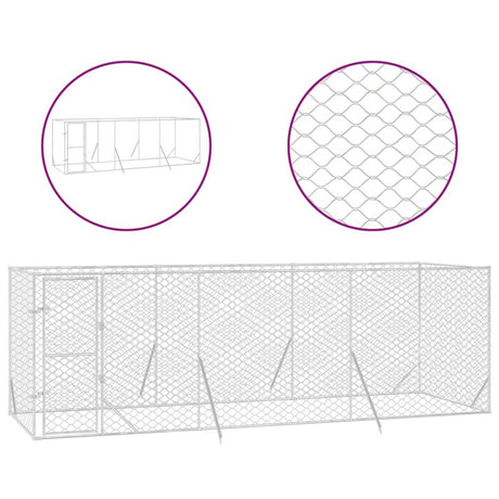 vidaXL Outdoor Dog Kennel Silver 6x2x2 m Galvanised Steel