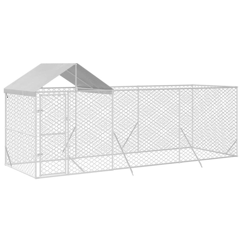 vidaXL Outdoor Dog Kennel with Roof Silver 6x2x2.5 m Galvanised Steel