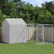 vidaXL Outdoor Dog Kennel with Roof Silver 4x4x2.5 m Galvanised Steel