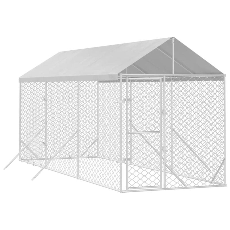 vidaXL Outdoor Dog Kennel with Roof Silver 2x6x2.5 m Galvanised Steel