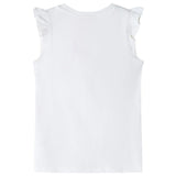 Kids' T-shirt with Ruffle Sleeves Ecru 116