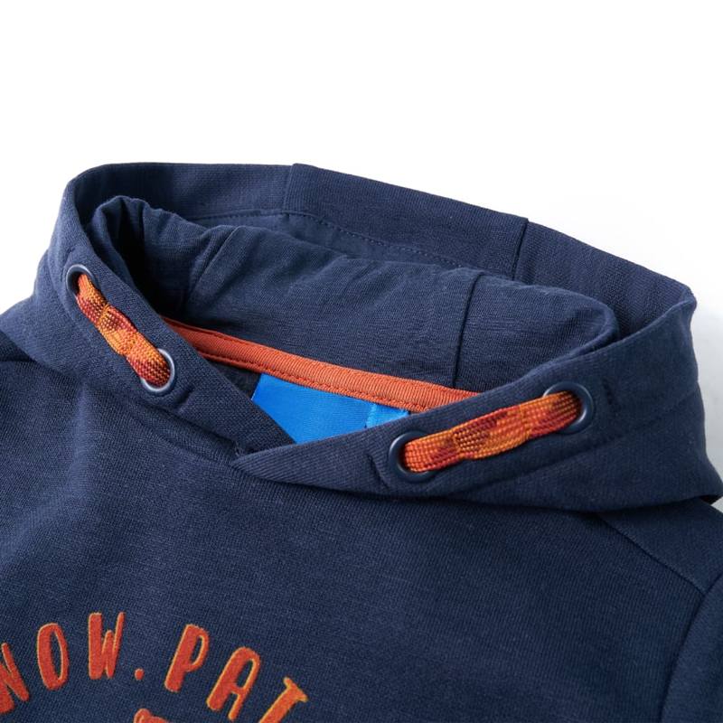 Kids' Hooded Sweatshirt Navy Melange and Orange 116