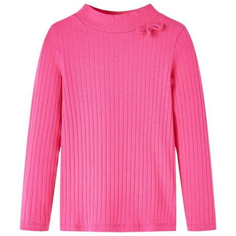 Kids' T-shirt with Long Sleeves Rib-knit Bright Pink 116