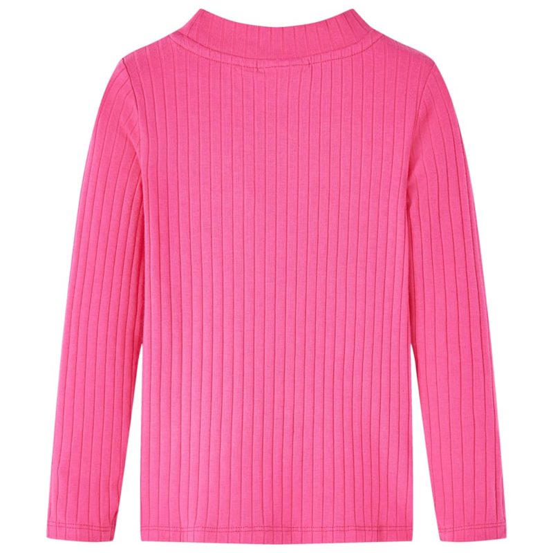 Kids' T-shirt with Long Sleeves Rib-knit Bright Pink 128