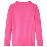 Kids' T-shirt with Long Sleeves Rib-knit Bright Pink 128