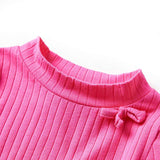 Kids' T-shirt with Long Sleeves Rib-knit Bright Pink 128