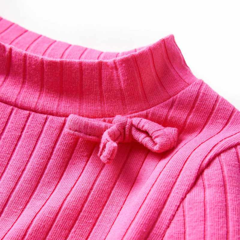 Kids' T-shirt with Long Sleeves Rib-knit Bright Pink 128