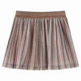 Kids' Pleated Skirt with Glitters Brown and Pink 116