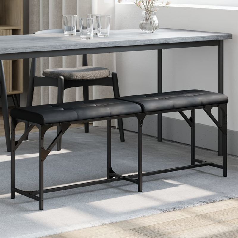 vidaXL Dining Bench Black 124x32x45 cm Steel and Faux Leather