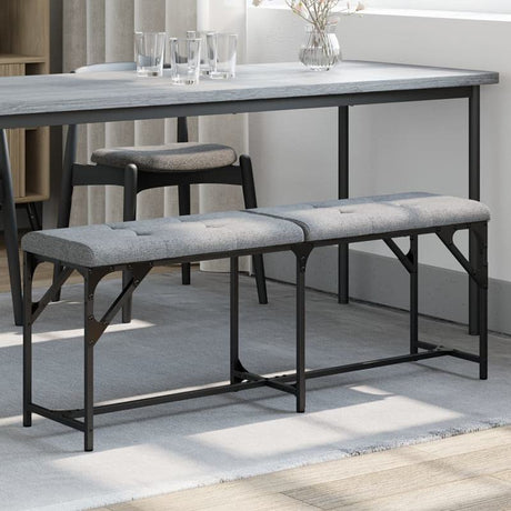 vidaXL Dining Bench Light Grey 124x32x45 cm Steel and Fabric