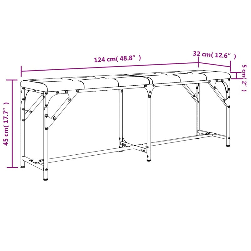 vidaXL Dining Bench Dark Grey 124x32x45 cm Steel and Fabric