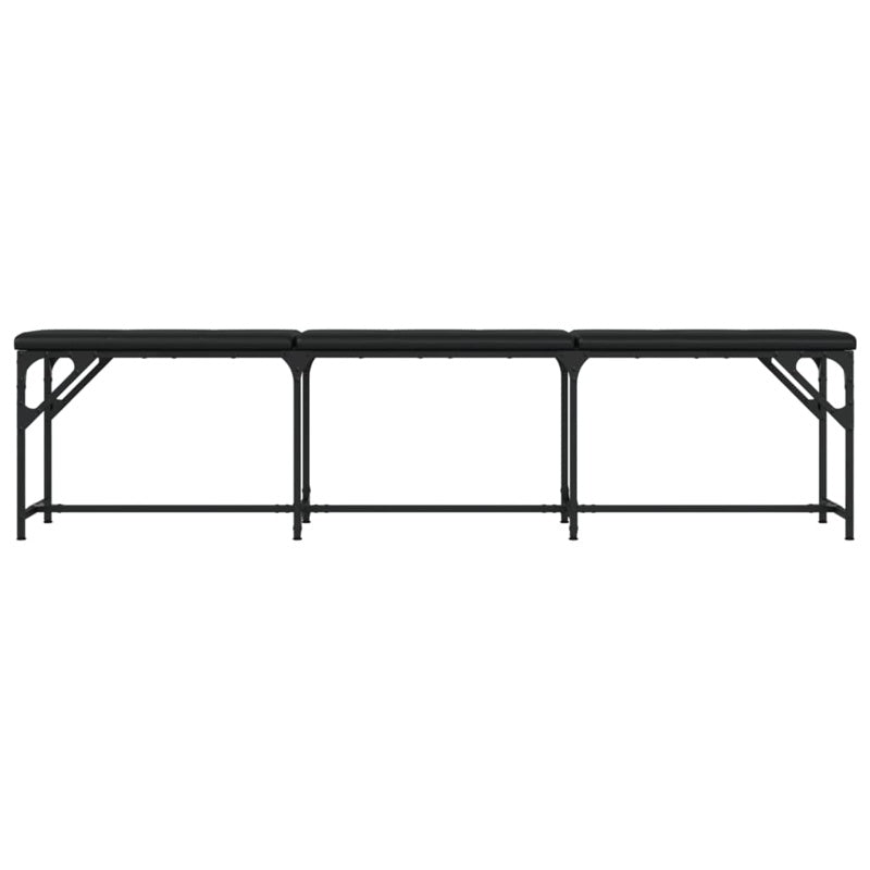 vidaXL Dining Bench Black 186x32x45 cm Steel and Faux Leather