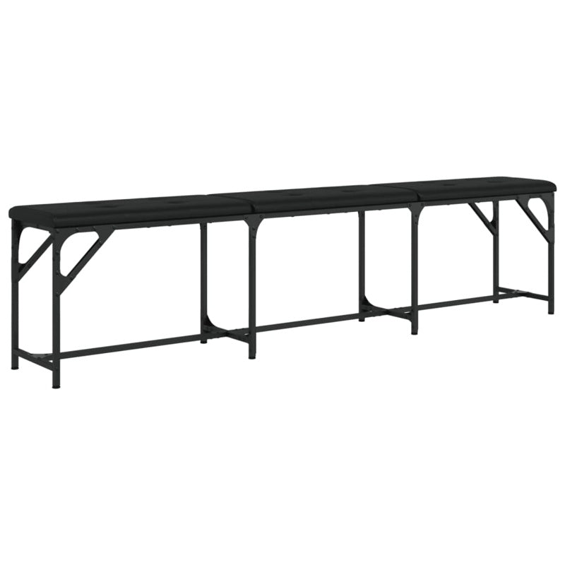 vidaXL Dining Bench Black 186x32x45 cm Steel and Faux Leather