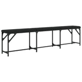 vidaXL Dining Bench Black 186x32x45 cm Steel and Faux Leather