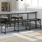 vidaXL Dining Bench Black 186x32x45 cm Steel and Faux Leather