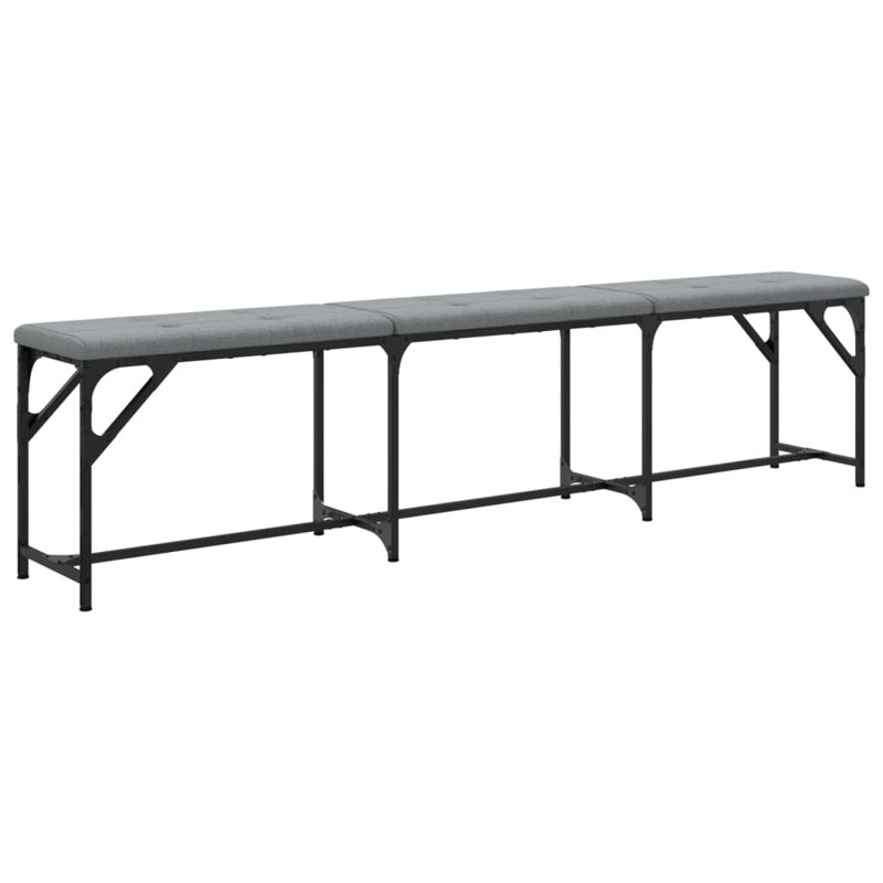 vidaXL Dining Bench Light Grey 186x32x45 cm Steel and Fabric