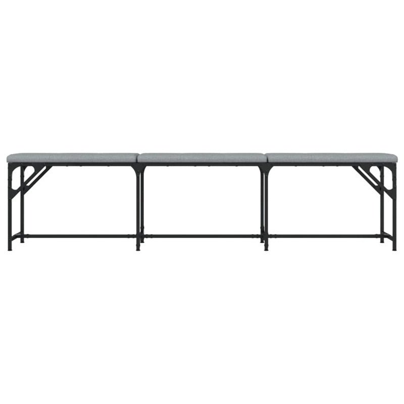 vidaXL Dining Bench Light Grey 186x32x45 cm Steel and Fabric