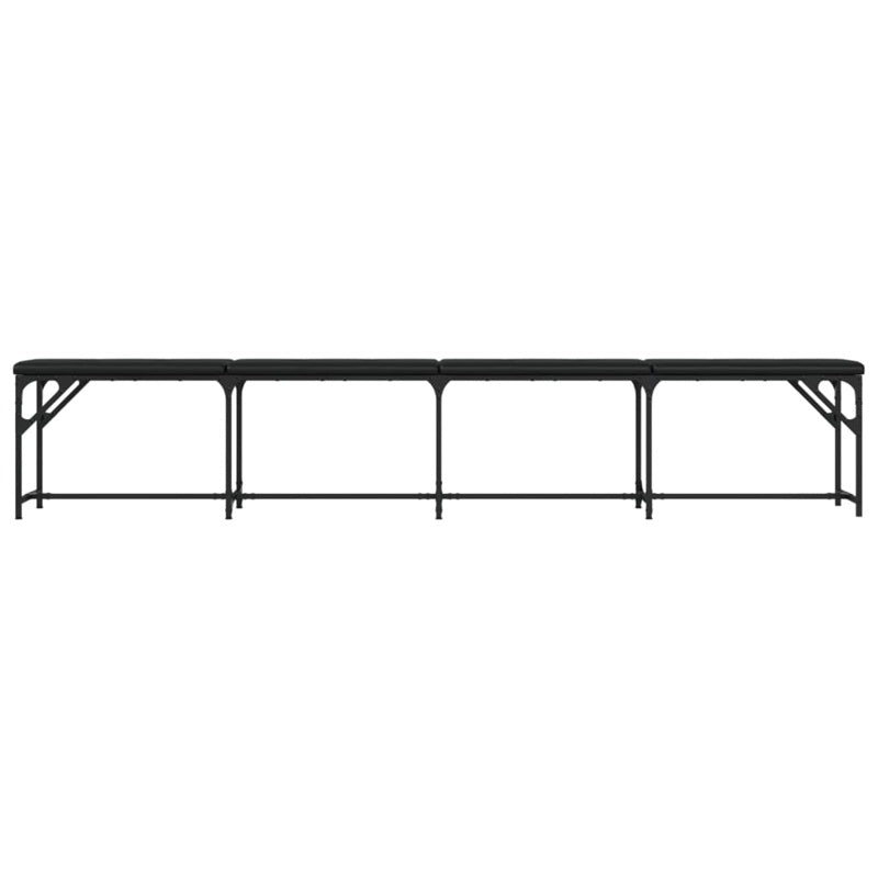 vidaXL Dining Bench Black 248x32x45 cm Steel and Faux Leather