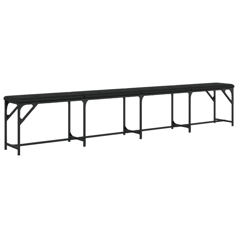 vidaXL Dining Bench Black 248x32x45 cm Steel and Faux Leather