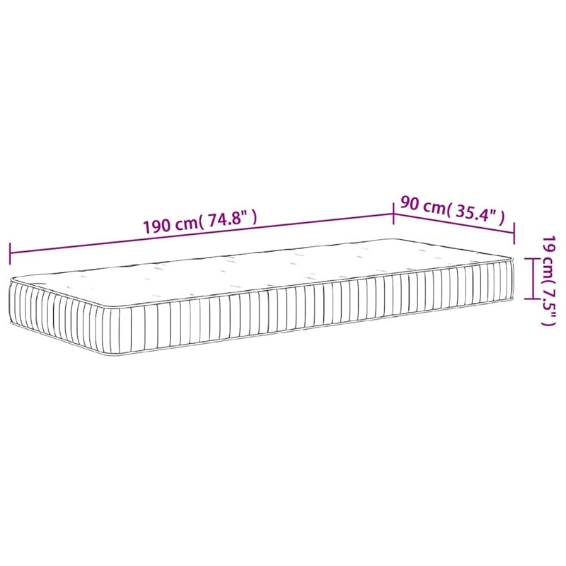 vidaXL Pocket Spring Mattress Medium 90x190 cm Single Size