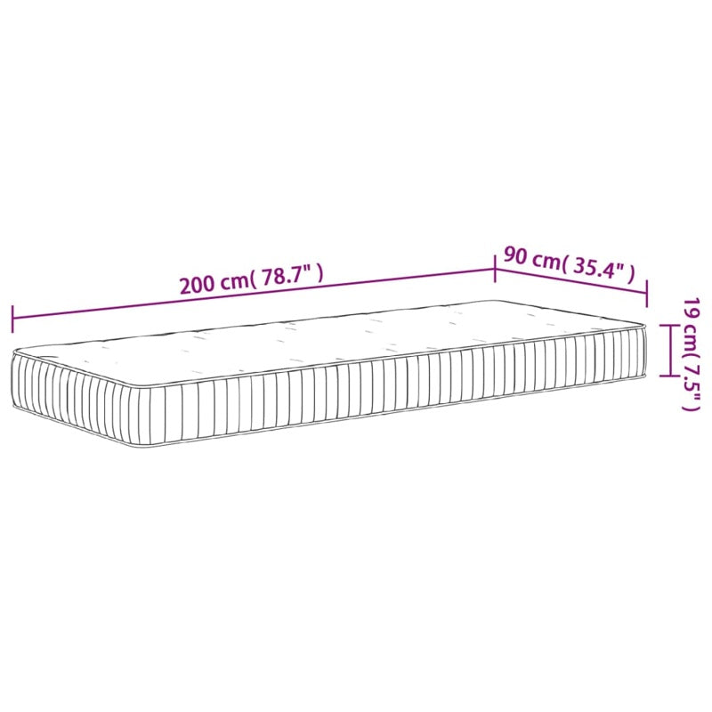 vidaXL Pocket Spring Mattress Medium 90x200 cm