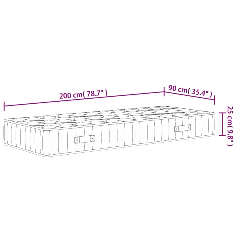 vidaXL Pocket Spring Mattress Medium Firm 90x200 cm