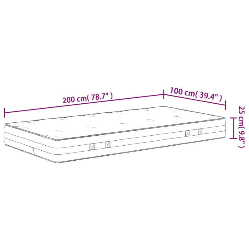 vidaXL Pocket Spring Mattress Medium Firm 100x200 cm