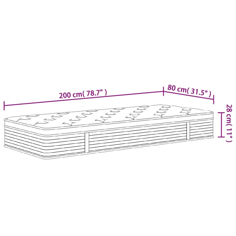 vidaXL Pocket Spring Mattress Medium 80x200 cm