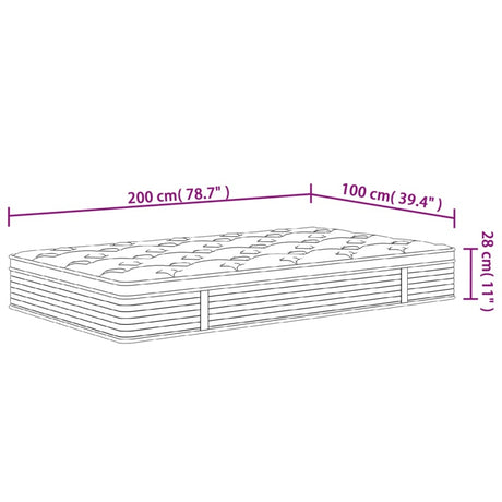 vidaXL Pocket Spring Mattress Medium 100x200 cm