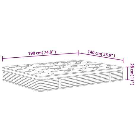 vidaXL Pocket Spring Mattress Medium 140x190 cm