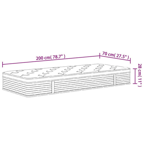 vidaXL Pocket Spring Mattress Medium 70x200 cm